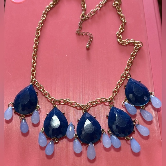 Multi-Blue Bib Style Necklace NWT - Picture 4 of 4